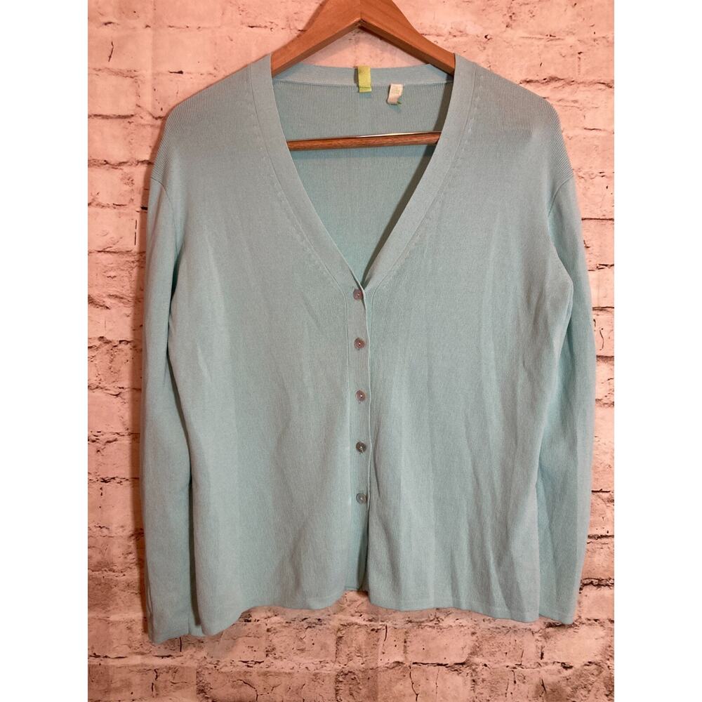 Debra‎ Deroo Sweater Womens Medium Light Turquoise Santana Knit Lightweight